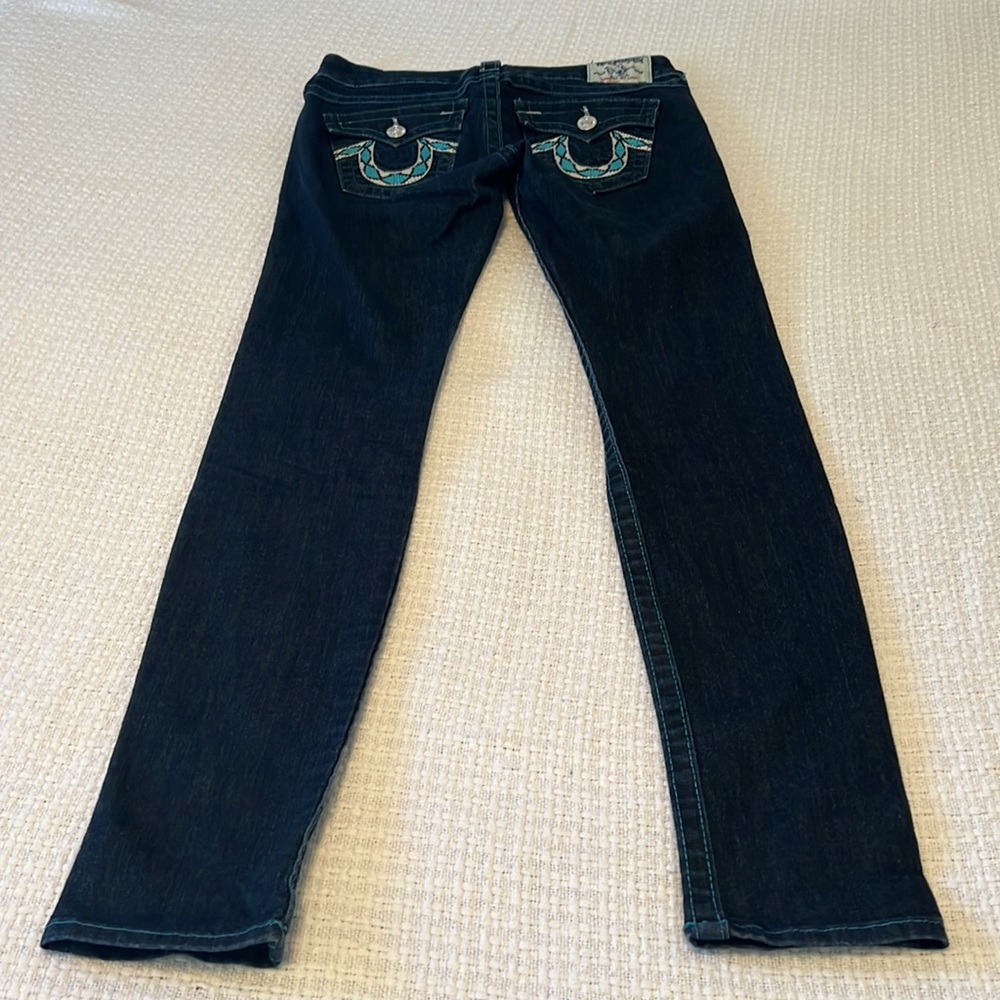 True Religion Women’s Straight Jeans with Colored Embroidered Logo Size 27 - Picture 6 of 14